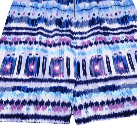 Tahari Asl Sleeveless Ikat Linen Rayon Blend Sheath Blue Purple Dress 14 - Picture 3 of 7